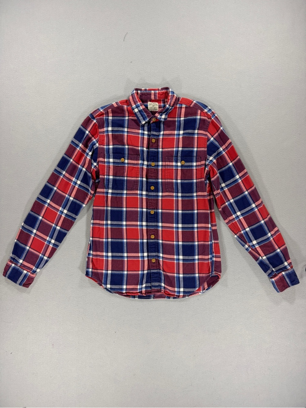 J.Crew Flannel Slim Fit Red Navy Plaid Long Sleeve Button Down Shirt M